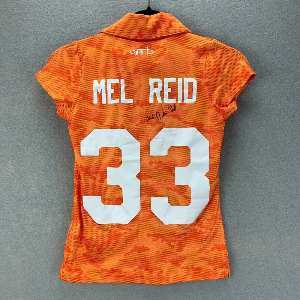 Garb Inc Polo Shirt Girls‎ Medium Orange Golf PGA Jr League Mel Reid Signature